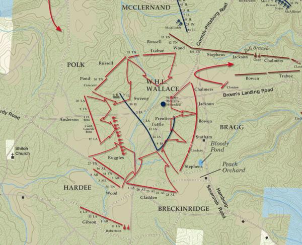 Shiloh - April 6, 1862 - 5pm to 7pm Battle Map