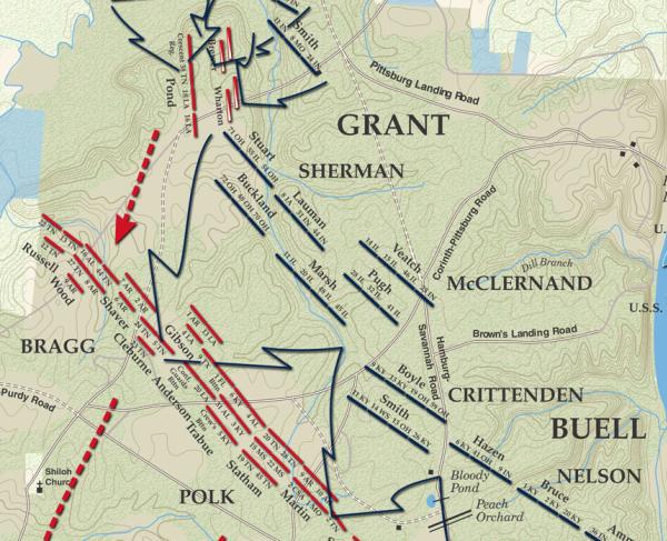Shiloh - April 7, 1862 Battle Map