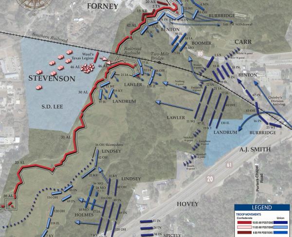 A satellite map of the Battle of Vicksburg on May 22, 1863