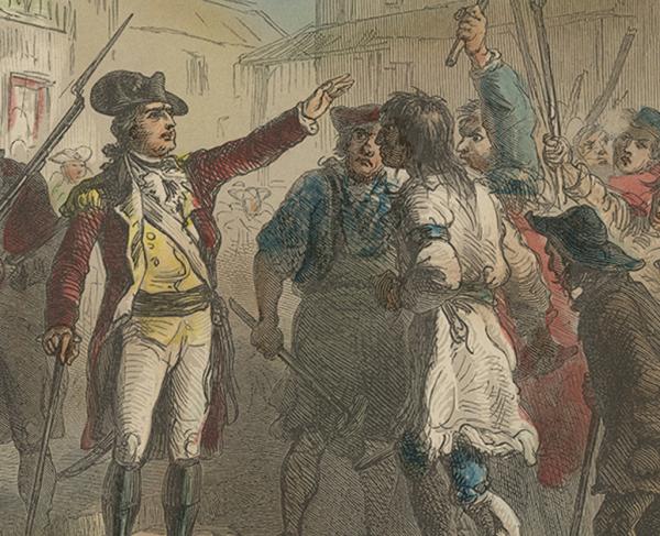 British Royal Governor William Tryon confronts the North Carolina Regulators in 1771.