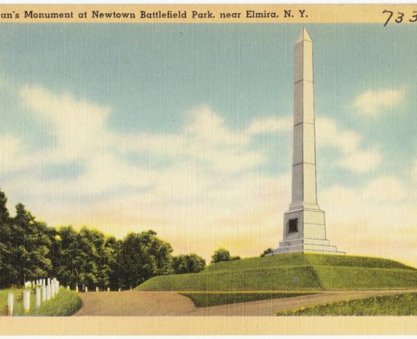 1930s-1940s Postcard of a white obelisk atop a hill.