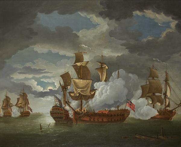 Painting of the action during the Battle of Flamborough Head