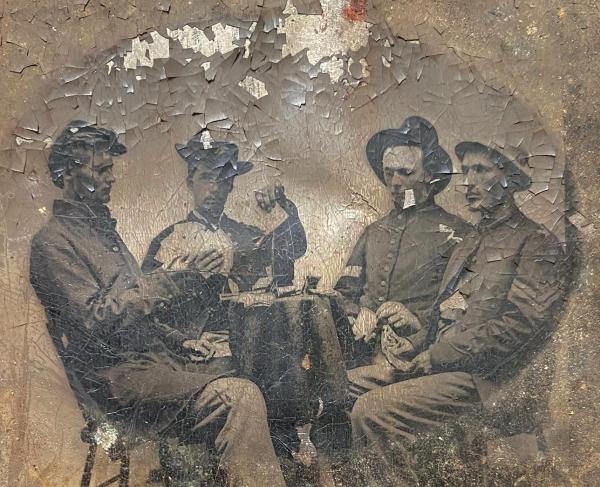 Tintype Photograph of Union Soldiers Playing Cards