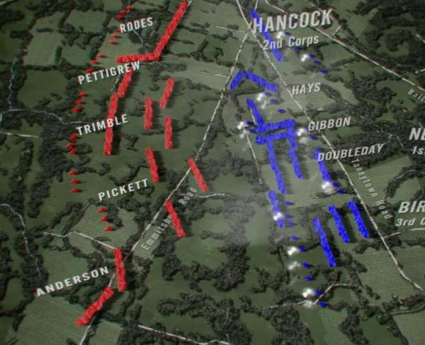 A still from an Animated Map of Pickett's Charge at Gettysburg