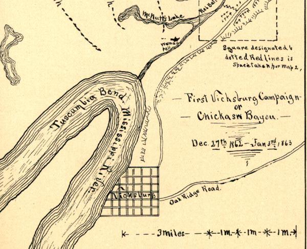 Map of Chickasaw Bayou along the Mississippi River. 