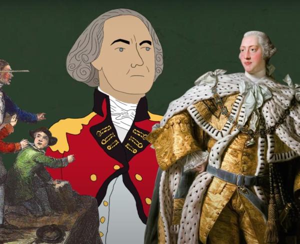 A still from the video Thomas Gage: The Two-Faced Governor?