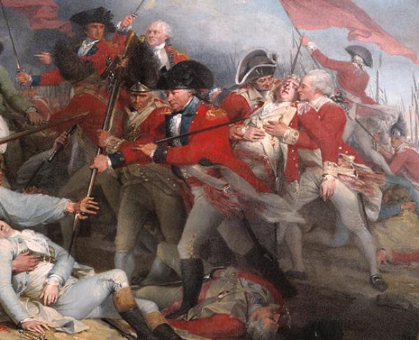 This painting depicts the violent clash that occurred at Bunker Hill. 
