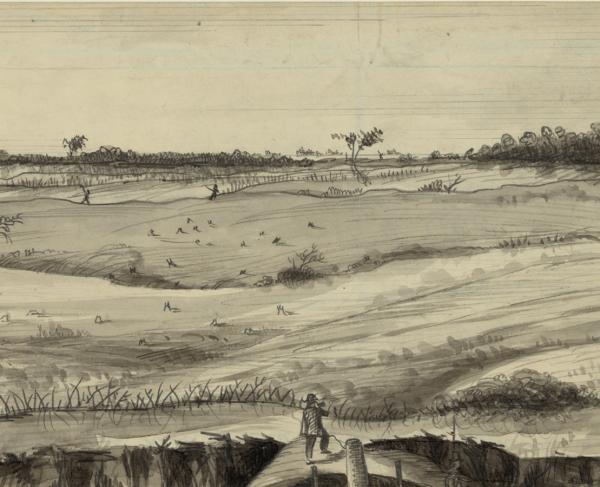 Illustration of the rolling hills landscape at Petersburg