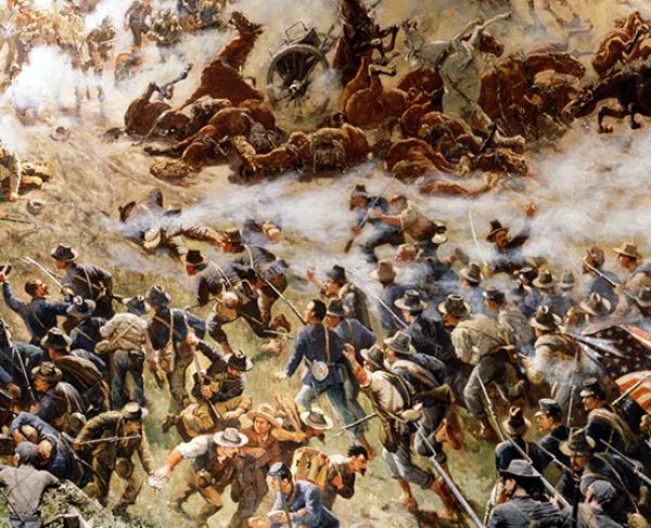 This is a painting of the violent conflict at the Battle of Atlanta. 