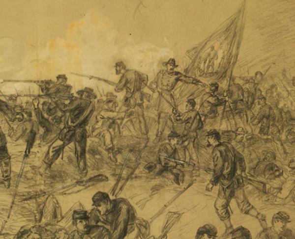 Illustration of the 7th New York Heavy Artillery in action at Cold Harbor