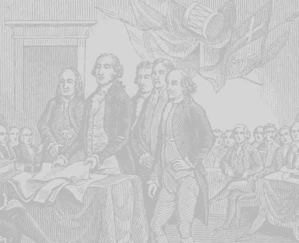 Sketched illustration of the signing of the Declaration of Independence