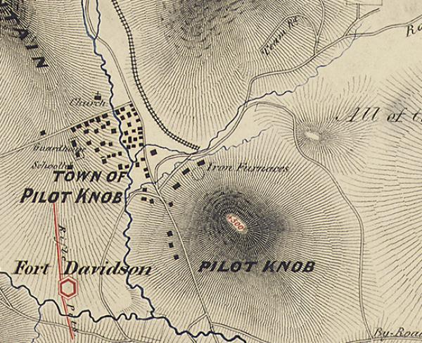 Map detailing the area surrounding Fort Davidson