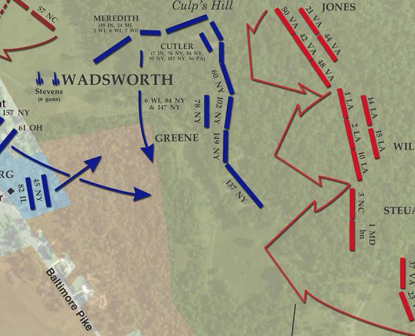 Gettysburg - Culp’s Hill - July 2, 1863 - Satellite Map (February 2021)