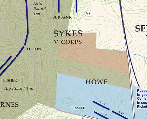 Gettysburg - Little Round Top - July 3, 1863 Battle Map