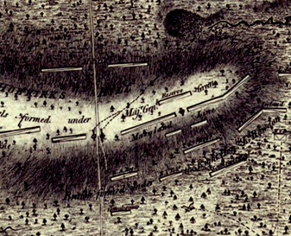 Topographical drawing of Hobkirk's Hill