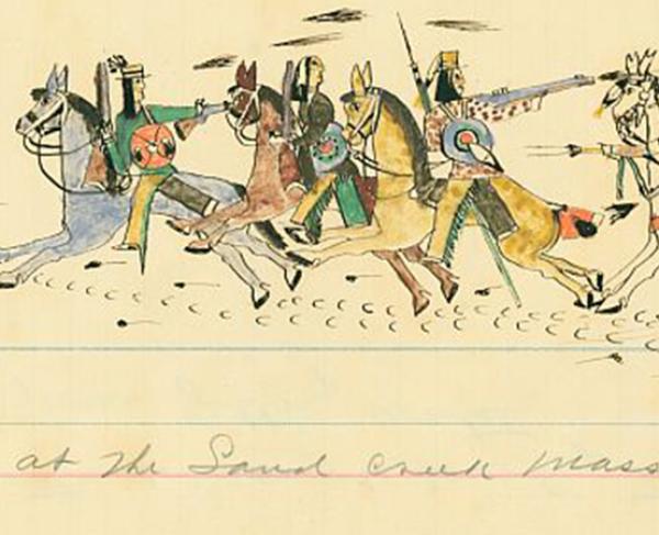 Drawing of four cavalry men