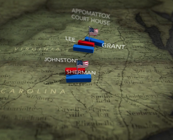 Screenshot of the animated map of 1865 conflicts