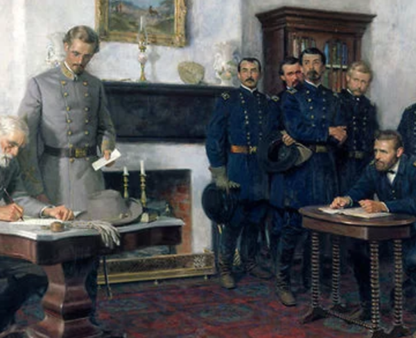 This painting depicts the surrender at Appomattox. 