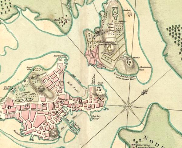 A map detailing the tactics used at the Siege of Boston 