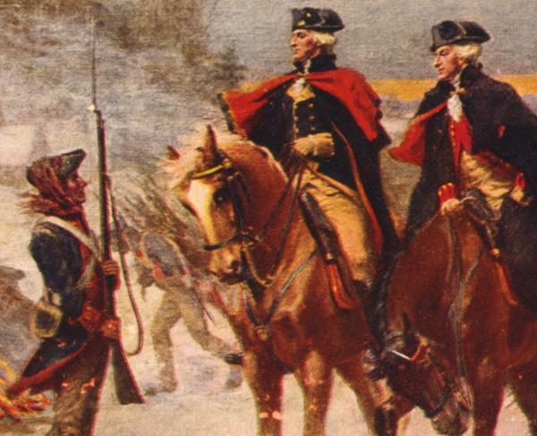 Washington and Lafayette at Valley Forge / painting by Dunsmore.