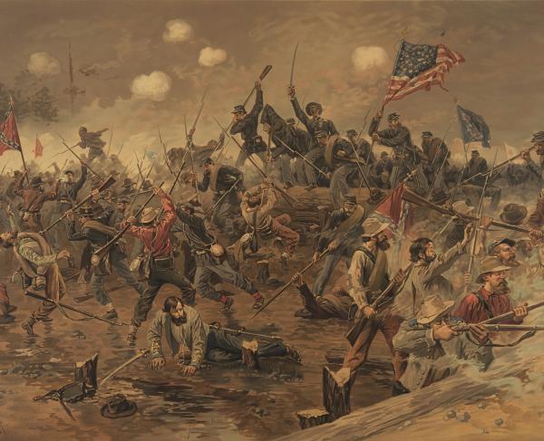 This painting depicts the bayonet charge at Spotsylvania. 