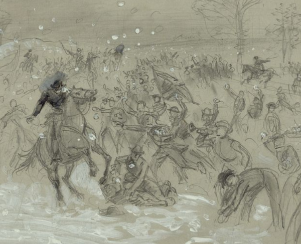 Soldiers engaging in a snowball fight