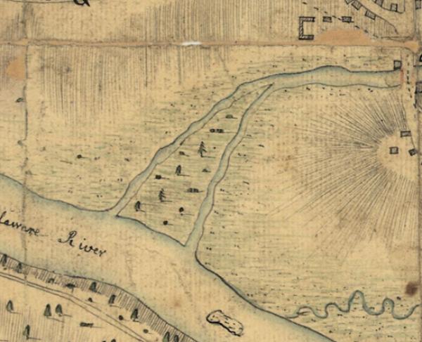 Map portraying the land surrounding Trenton