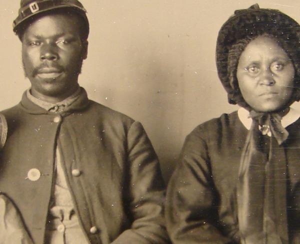 An African American soldier and his family