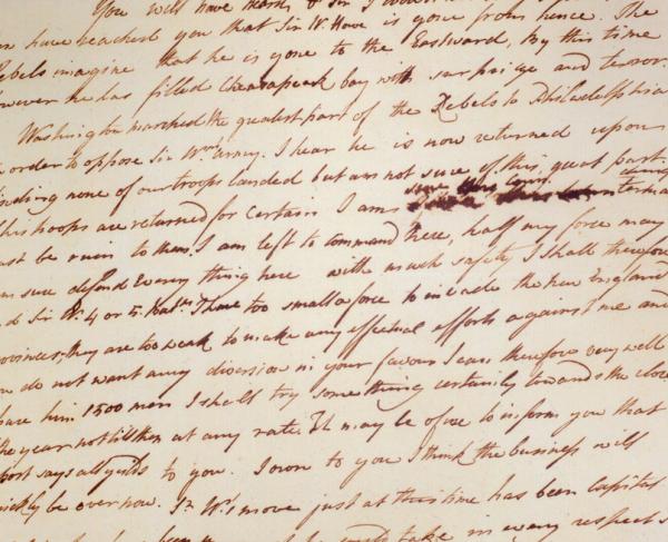 A handwritten letter from Henry Clinton to John Burgoyne