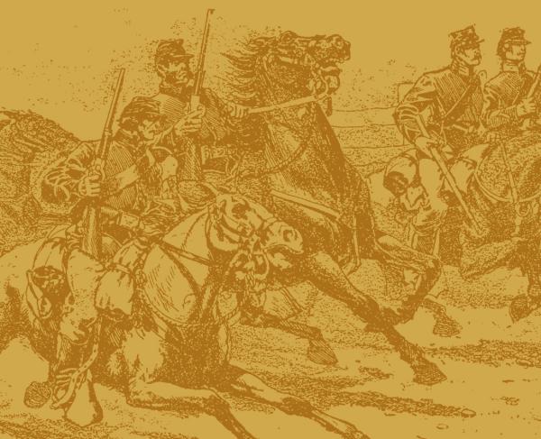 An illustration of soldiers on horseback