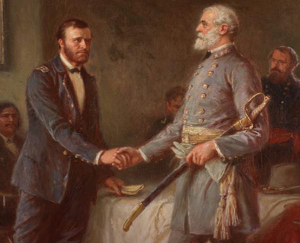 Portrait of Lee and Grant shaking hands