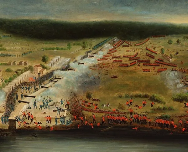 "The Battle of New Orleans" as painted by Jean Hyacinthe de Laclotte.