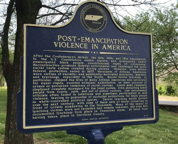 Post-Emancipation Violence in America interpretive sign