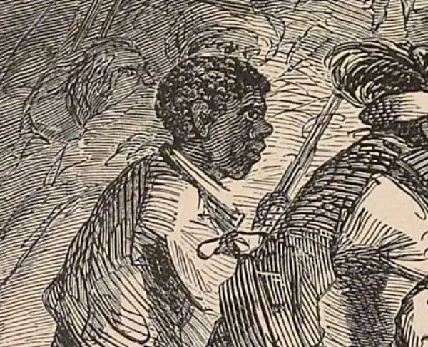 The illustration depicts Peter Salem, a Black soldier who fought with American forces at the Battle of Bunker Hill on June 17, 1775.