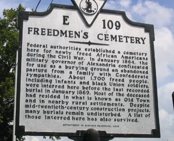 Freedman's Cemetery Historic Highway Marker