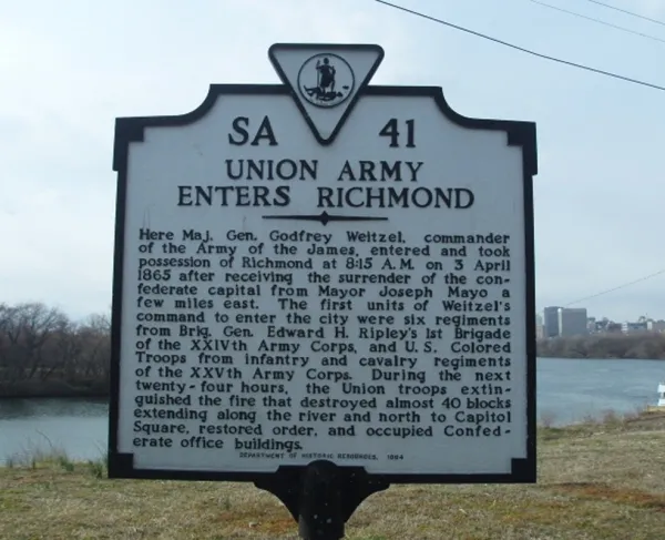 Union Army Enters Richmond Historical Highway Marker