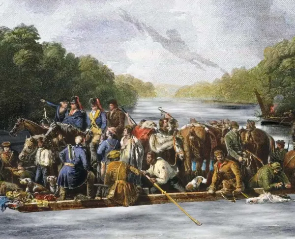 A still from the video Flatboats: Small Boats, Revolutionary Impact