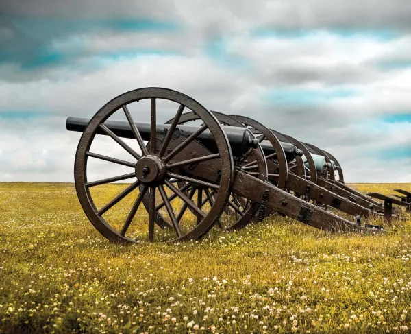 Cannons lined on on the Antietam Battlefield, Sharpsburg, Md.