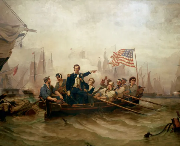 Depiction of Oliver Hazard Perry at the Battle of Lake Erie