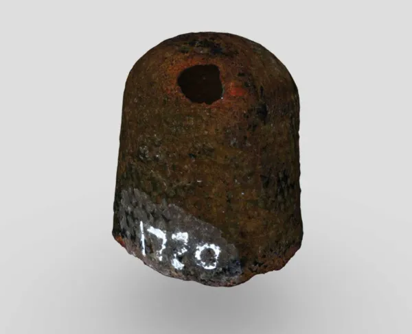3D model of an excavated brass thimble