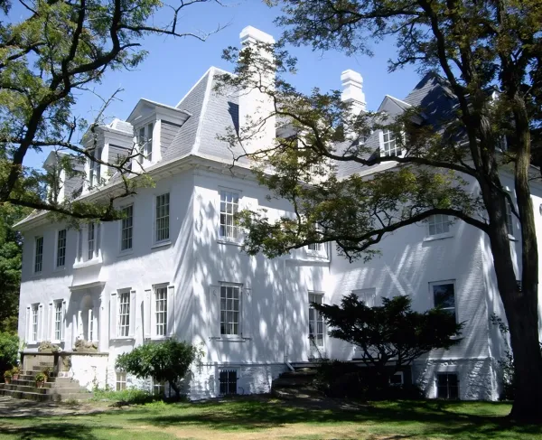 Corner of the white Clermont Manor