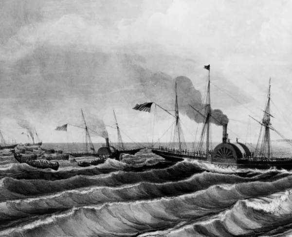 Commodore Matthew C. Perry’s flotilla near coastline of Tabasco