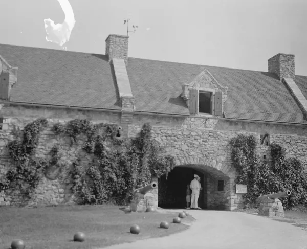 Black and white photograph of Fort Ticonderoga