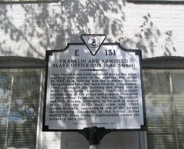 Franklin and Armfield Slave Office Historical Marker