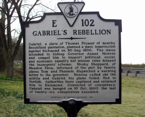 Gabriel's Rebellion Historic Highway Marker