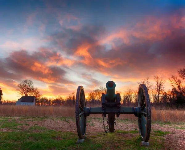 A dramatic sky colors the historic landscape near the Watt House on the Gaines' Mill battlefield outside Richmond. The battlefield, parts of which are preserved within Richmond National Battlefield Park, witnessed what may have been the largest infantry charge of the Civil War, on June 27, 1862.