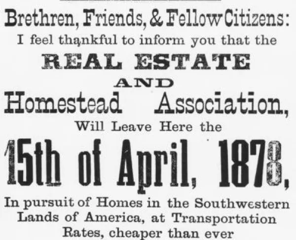 Ho for Kansas! Handbill ca. 1878