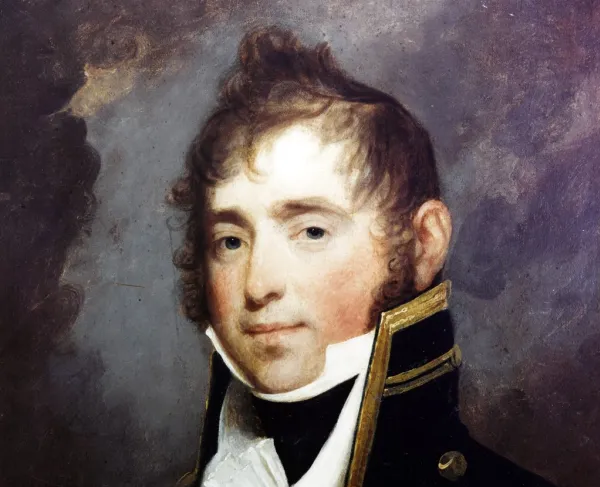 Portrait of a man in an American Naval uniform. 