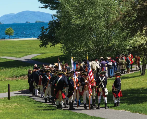 Participants make their way in solemn procession to the Repose of the Fallen memorial, accompanying the remains on the final leg of their journey to a permanent resting place.