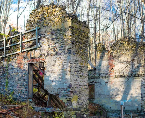 One of the derelict structures at Long Pond Ironworks in New Jersey
